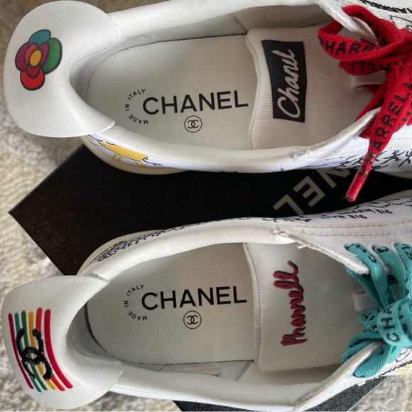 Chanel x Pharrell Williams Collab Canvas & Leather Sneakers Size 39 - Picture 5 of 13